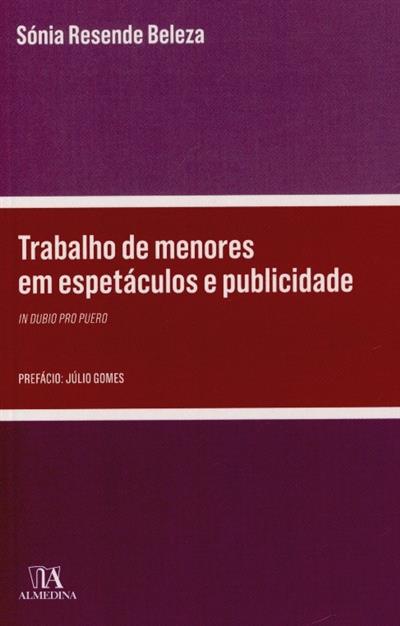 Capa de Trabalho de menores em espetáculos e publicidade: em dubio pro puero