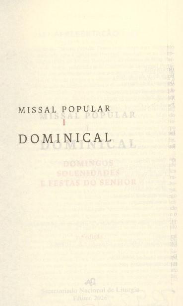 Capa de Missal popular dominical: domingos, solenidades e festas do Senhor | Liturgia e ritual